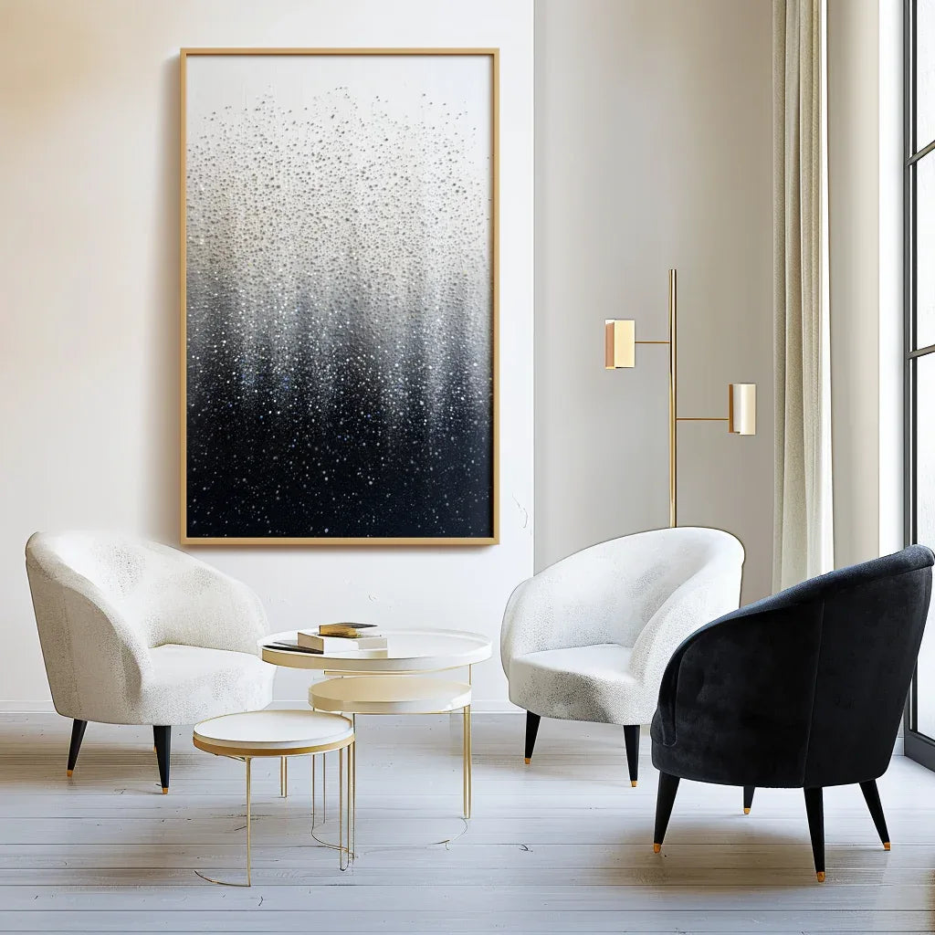 Falling Light-Interior Design Hand-Painted Abstract Wall Art with Dotted Texture