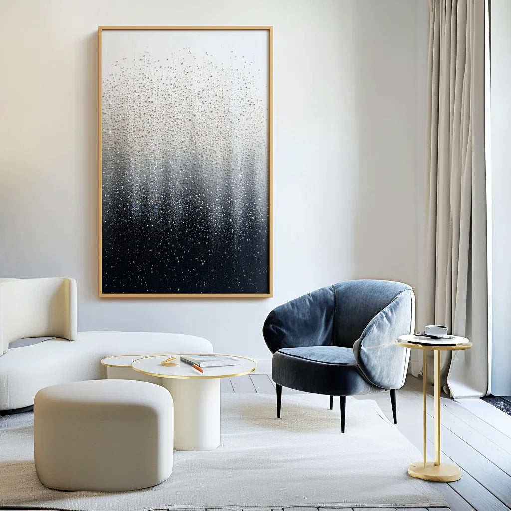 Falling Light-Interior Design Hand-Painted Abstract Wall Art with Dotted Texture