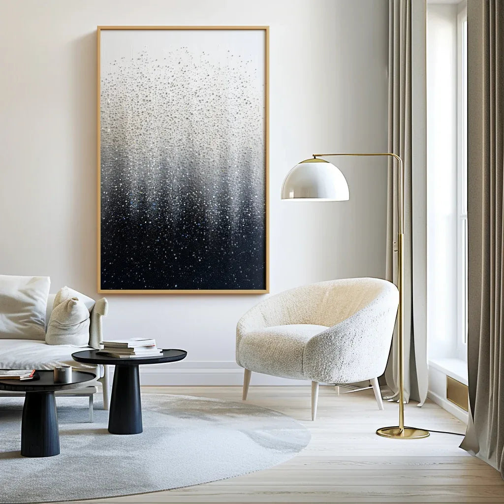 Falling Light-Interior Design Hand-Painted Abstract Wall Art with Dotted Texture
