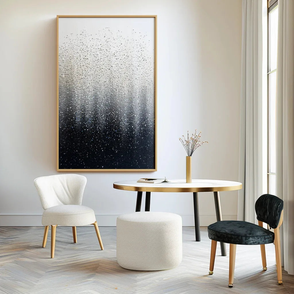 Falling Light-Interior Design Hand-Painted Abstract Wall Art with Dotted Texture