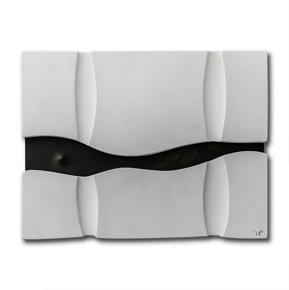 Divide and Flow-Modern Minimalist 3D Black and White Curved Texture Wall Art