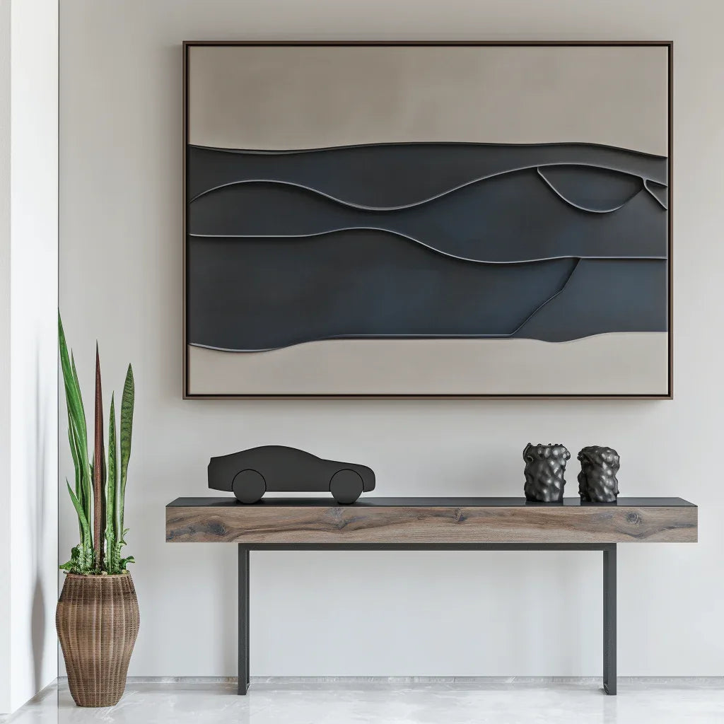 Layers of Silence-Modern Minimalist Horizontal 3D Geometric Relief Texture Wall Art