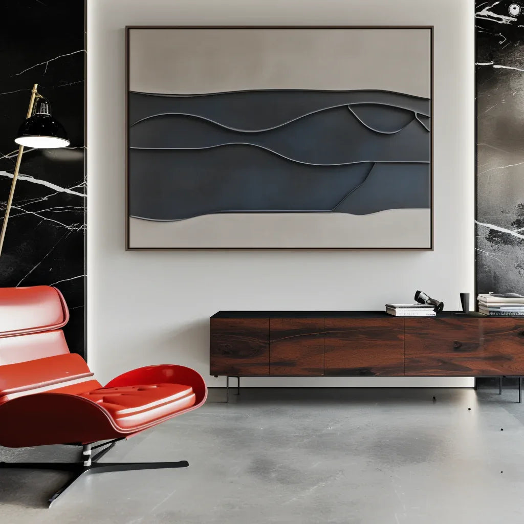 Layers of Silence-Modern Minimalist Horizontal 3D Geometric Relief Texture Wall Art