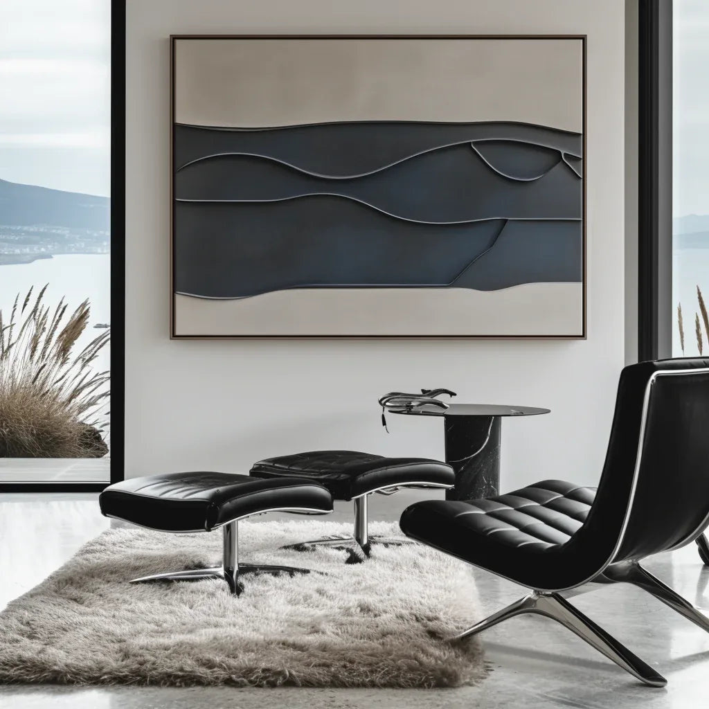 Layers of Silence-Modern Minimalist Horizontal 3D Geometric Relief Texture Wall Art