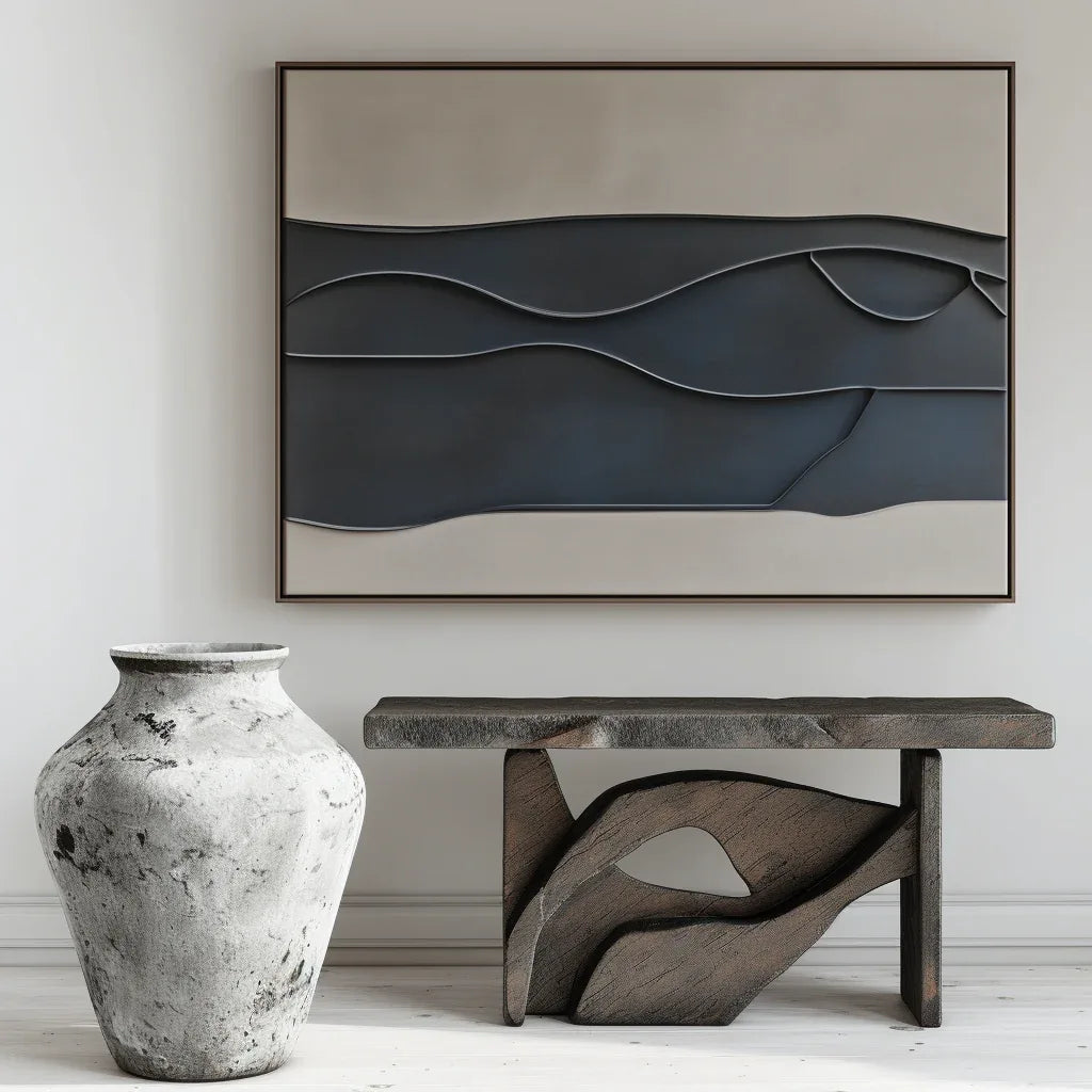 Layers of Silence-Modern Minimalist Horizontal 3D Geometric Relief Texture Wall Art
