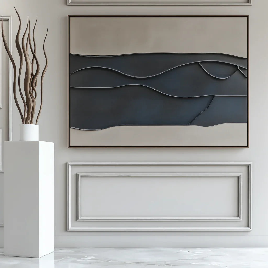 Layers of Silence-Modern Minimalist Horizontal 3D Geometric Relief Texture Wall Art