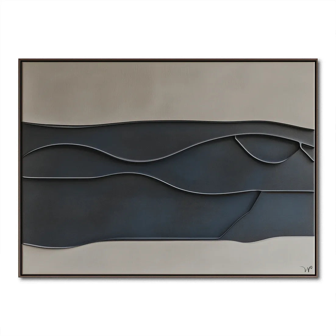 Layers of Silence-Modern Minimalist Horizontal 3D Geometric Relief Texture Wall Art