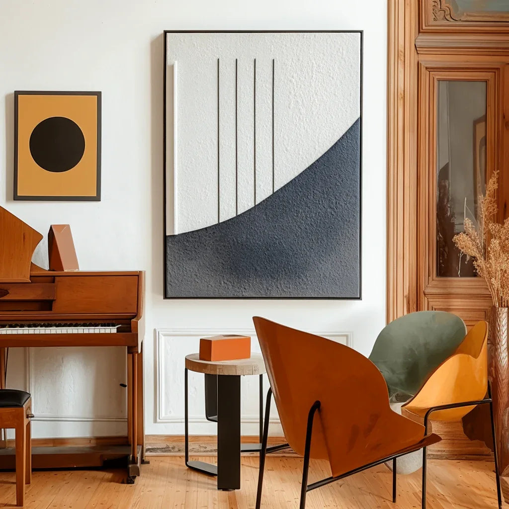 Quiet Axis-Minimalist Linear Geometric Abstract Wall Art in Modern Interior Decoration