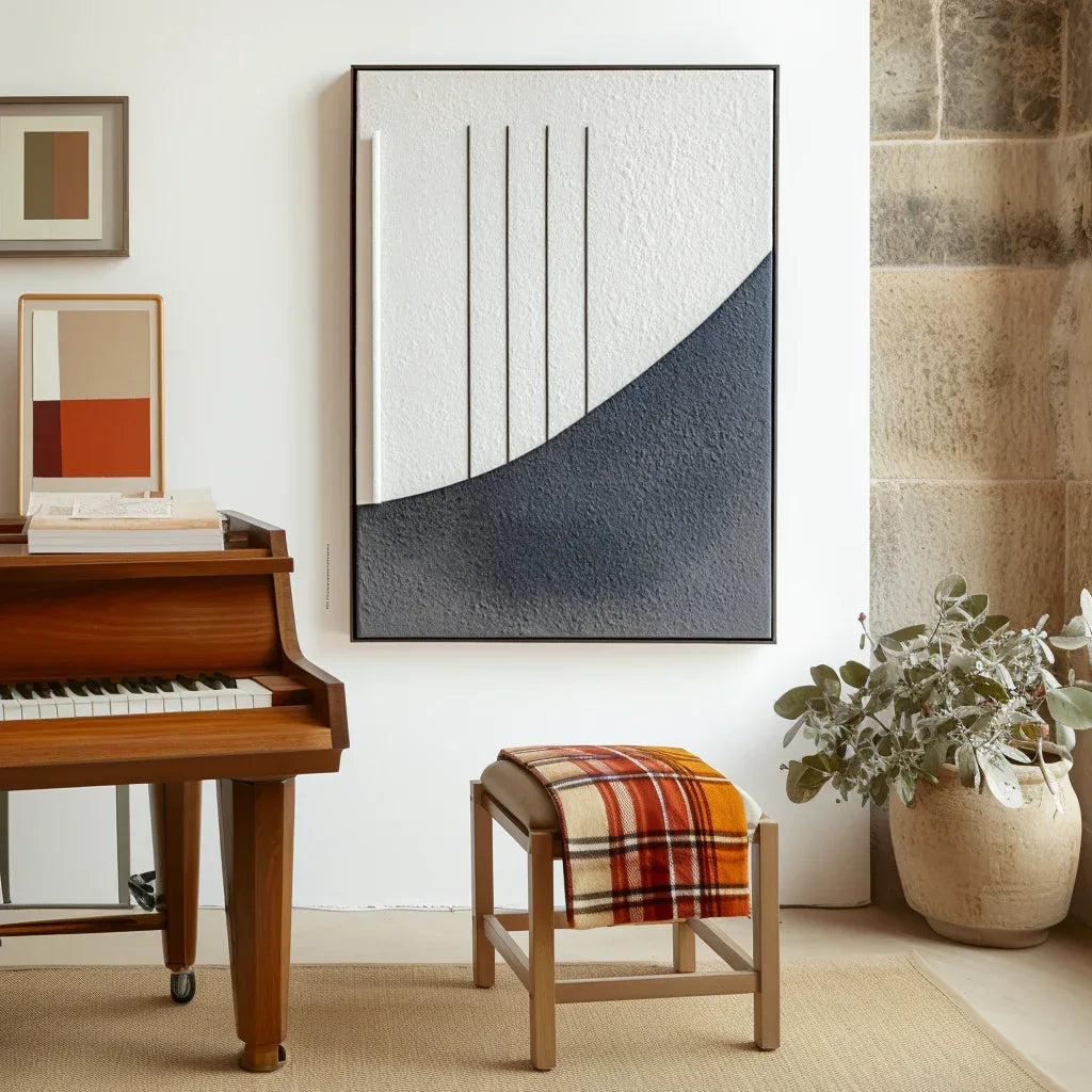 Quiet Axis-Minimalist Linear Geometric Abstract Wall Art in Modern Interior Decoration