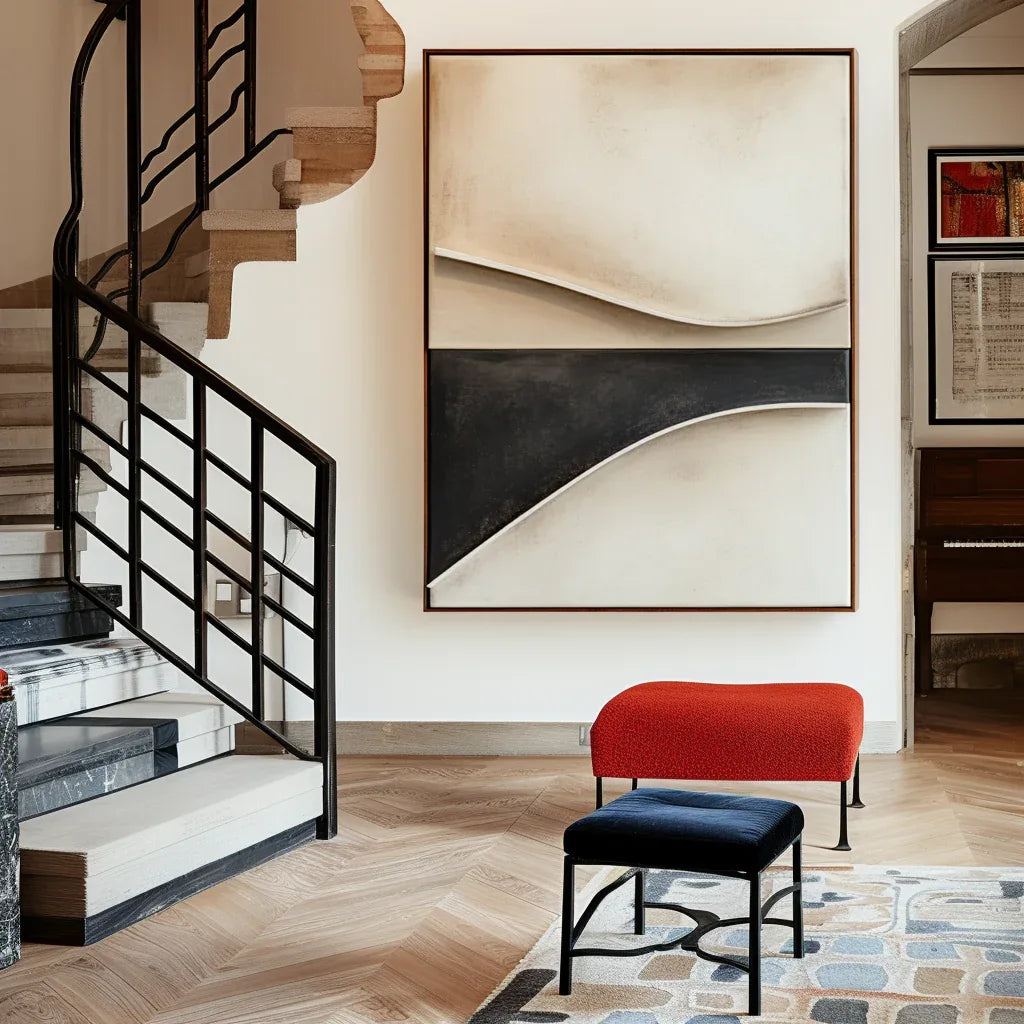 Edge of Balance-Minimalist Curve Texture Wabi Sabi Wall Art for Interior Decoration