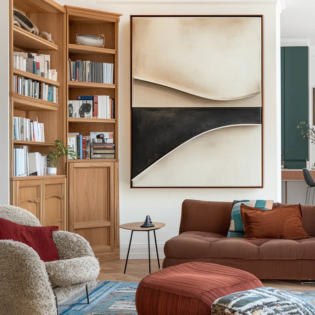 Edge of Balance-Minimalist Curve Texture Wabi Sabi Wall Art for Interior Decoration