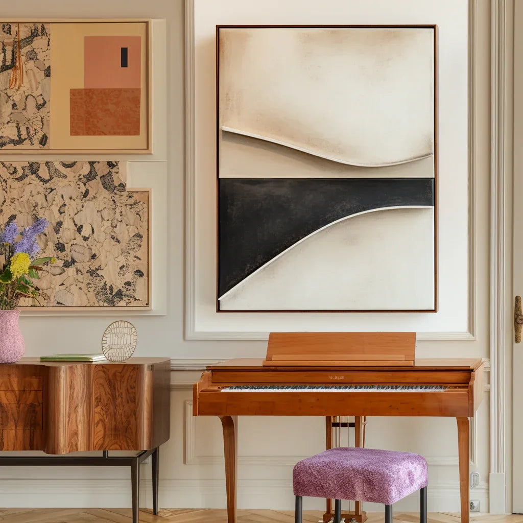 Edge of Balance-Minimalist Curve Texture Wabi Sabi Wall Art for Interior Decoration