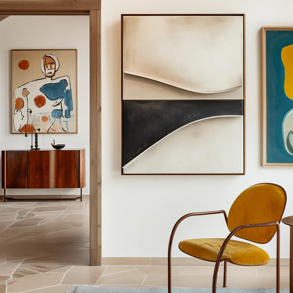 Edge of Balance-Minimalist Curve Texture Wabi Sabi Wall Art for Interior Decoration