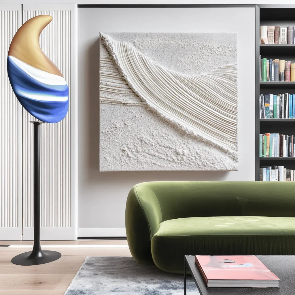 Echoes in White-Modern Minimalist Pure White 3D Textured Square Wall Art
