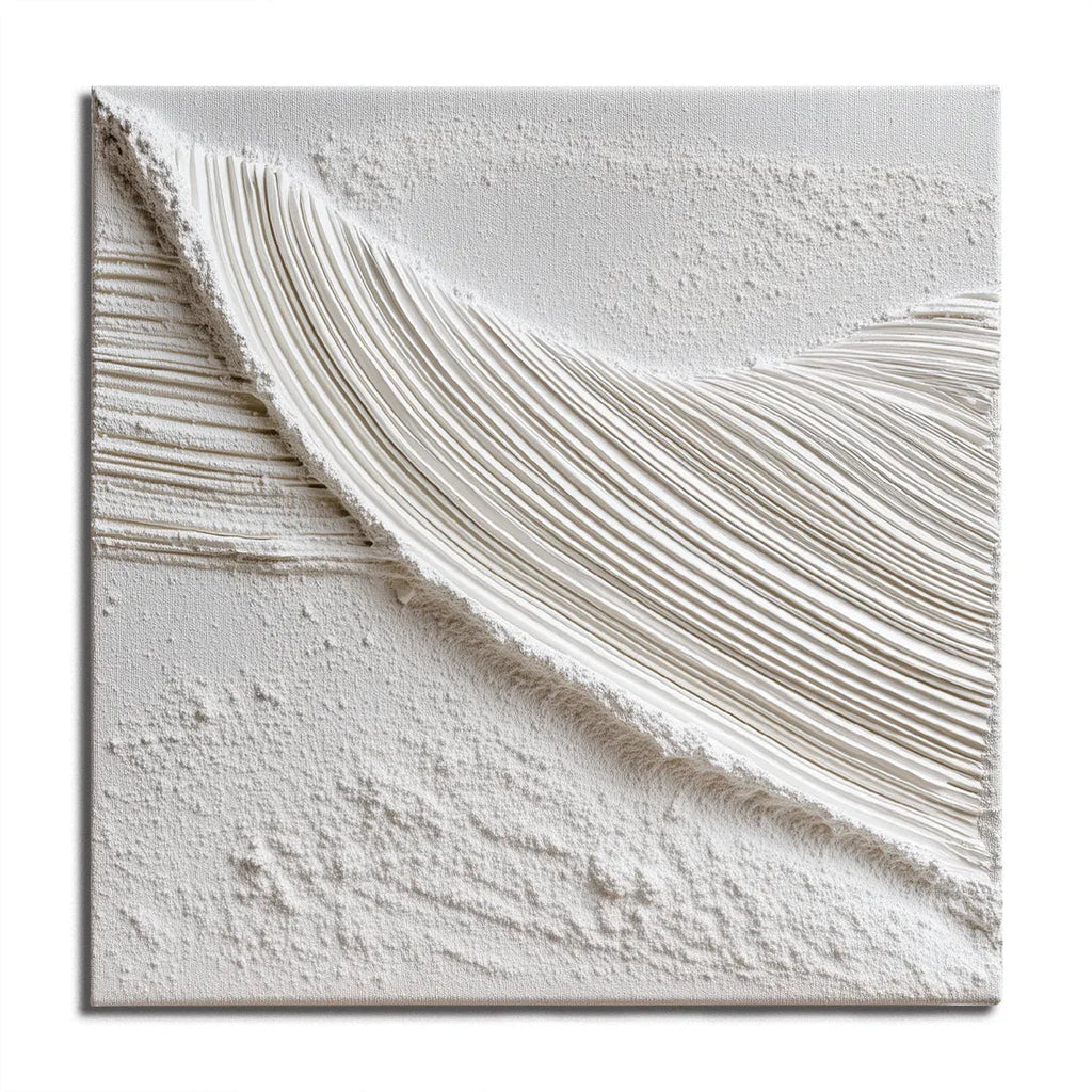 Echoes in White-Modern Minimalist Pure White 3D Textured Square Wall Art