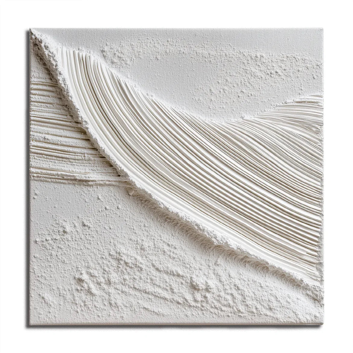 Echoes in White-Modern Minimalist Pure White 3D Textured Square Wall Art