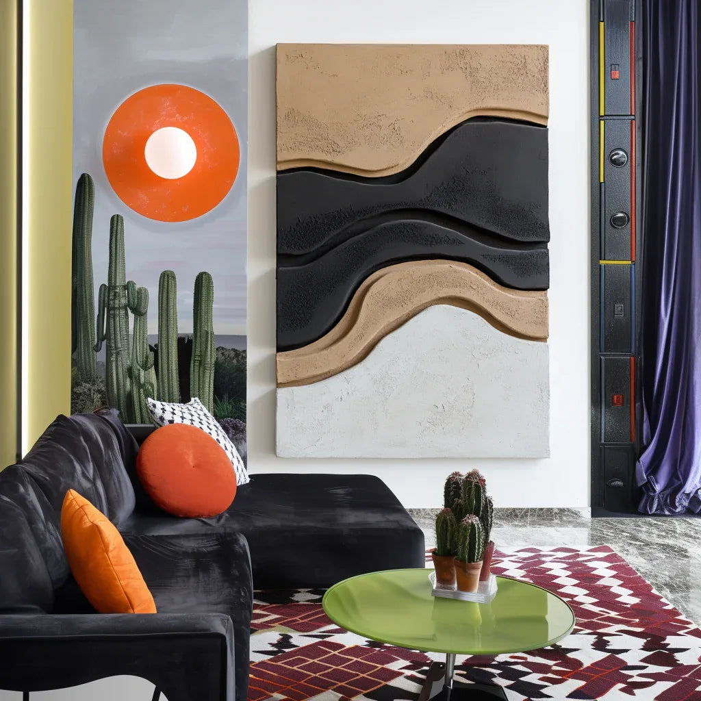 Contour Shift - Hand-Painted Minimalist Textured Layered Wabi-Sabi Wall Art
