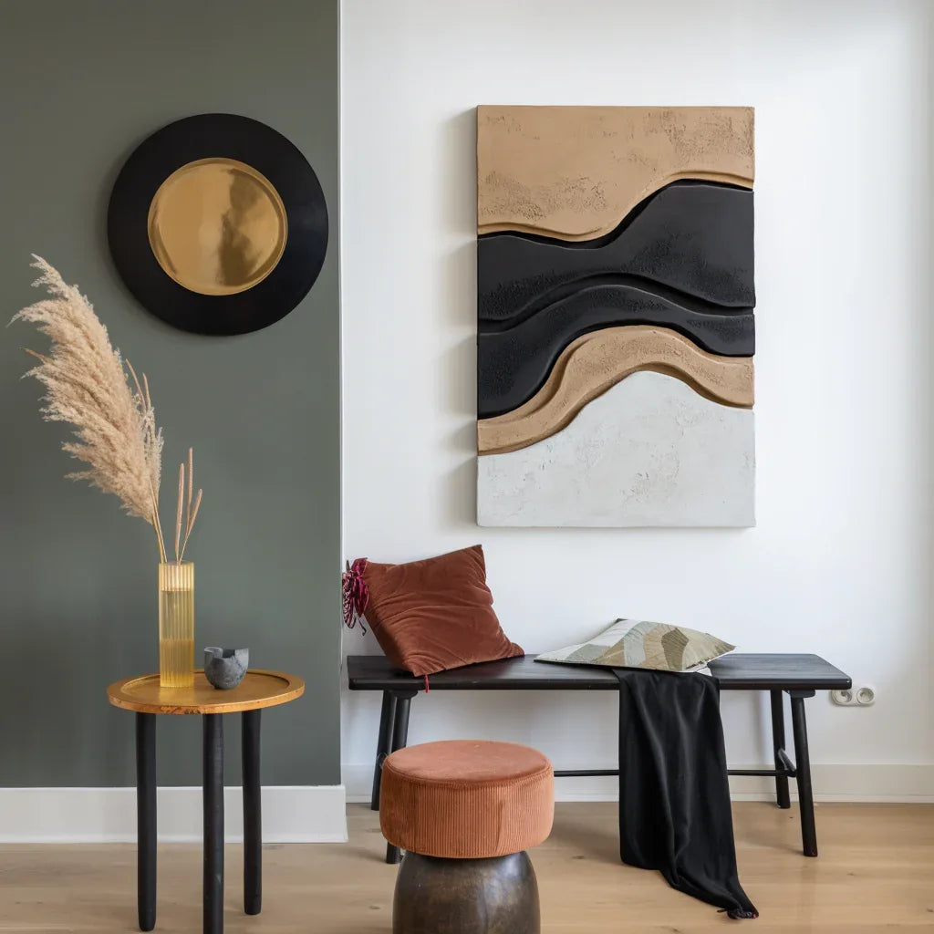 Contour Shift - Hand-Painted Minimalist Textured Layered Wabi-Sabi Wall Art