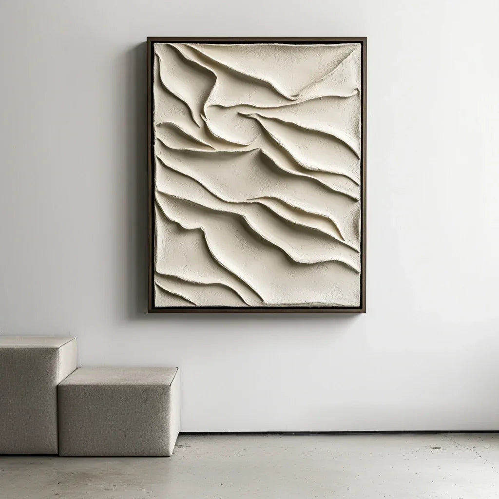Dune Memory-3D Minimalist Hand-Painted Sand Dune Flowing Texture Vertical Wall Art