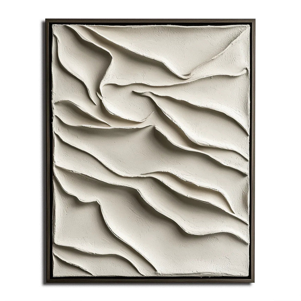 Dune Memory-3D Minimalist Hand-Painted Sand Dune Flowing Texture Vertical Wall Art