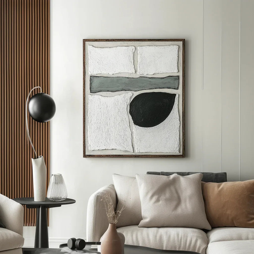 Quiet Geometry-Modern Minimalist Textured Abstract Geometric Block Oil Painting