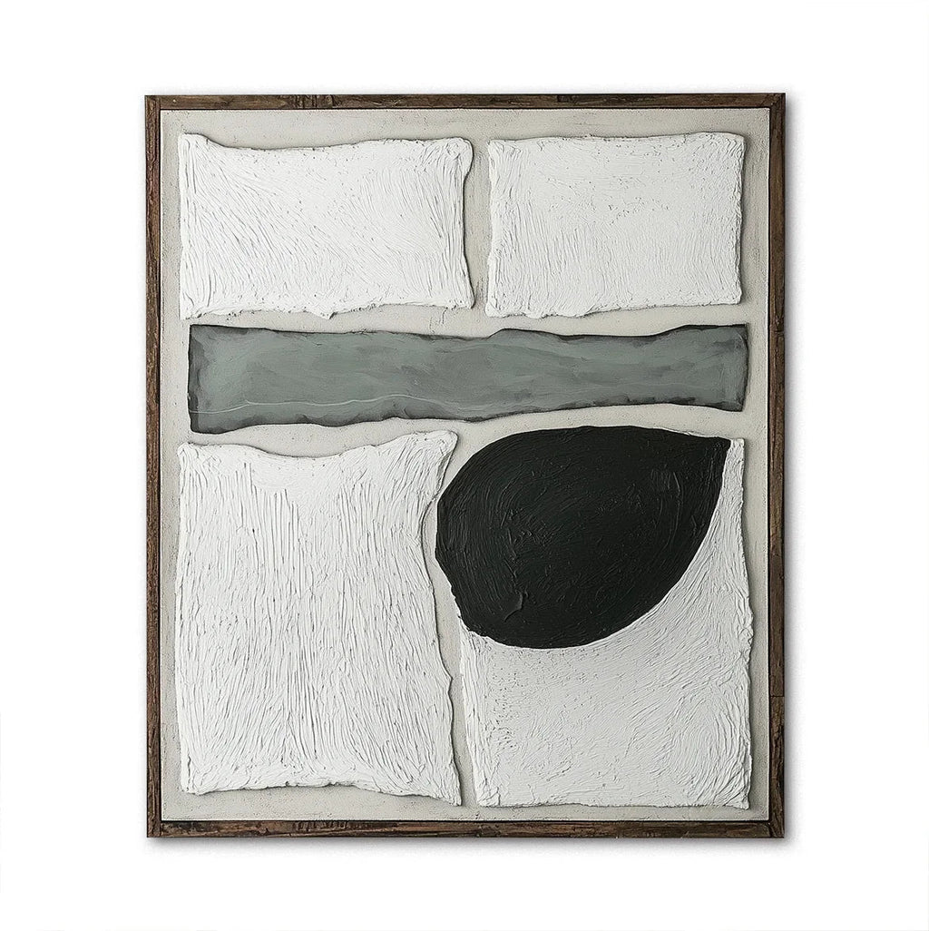 Quiet Geometry-Modern Minimalist Textured Abstract Geometric Block Oil Painting