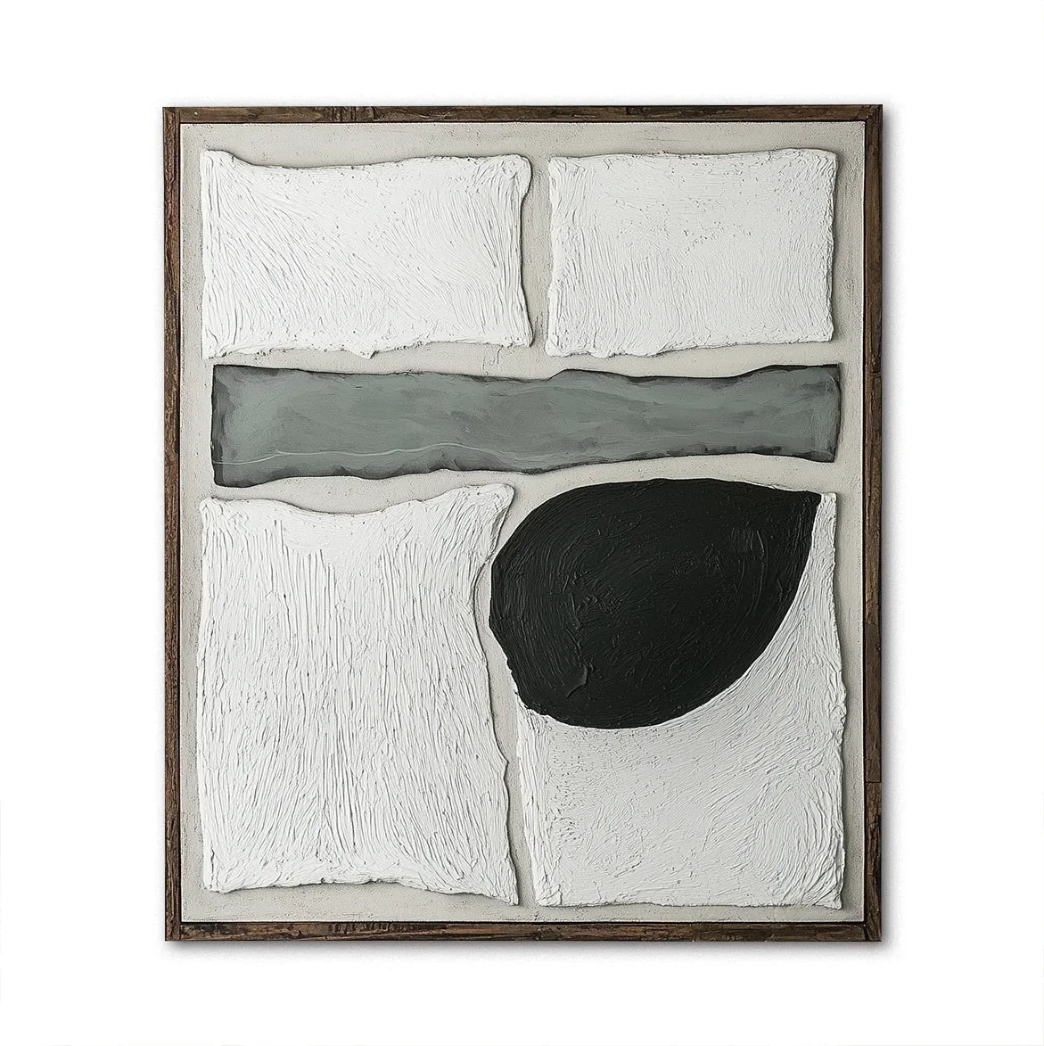 Quiet Geometry-Modern Minimalist Textured Abstract Geometric Block Oil Painting