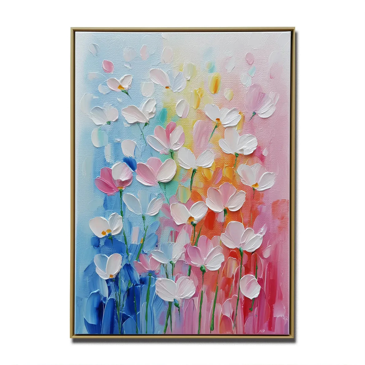 Abstract Floral Textured Oil Painting | Colorful Flower Wall Art #AB14067