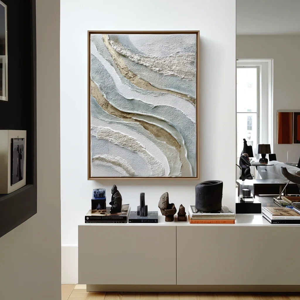 Flowing Layers – Modern Home Design: Vertical Hand drawn Flow Texture Wall Art