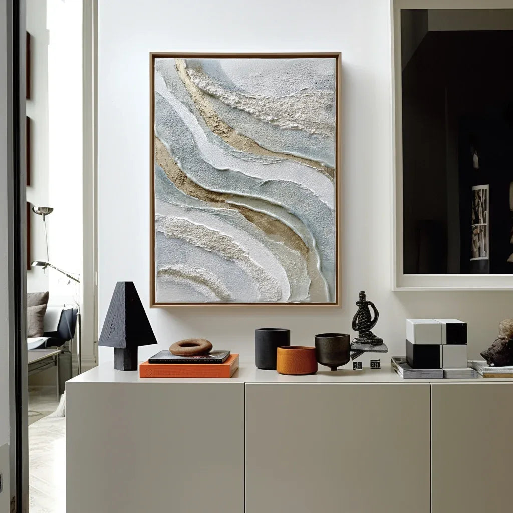 Flowing Layers – Modern Home Design: Vertical Hand drawn Flow Texture Wall Art