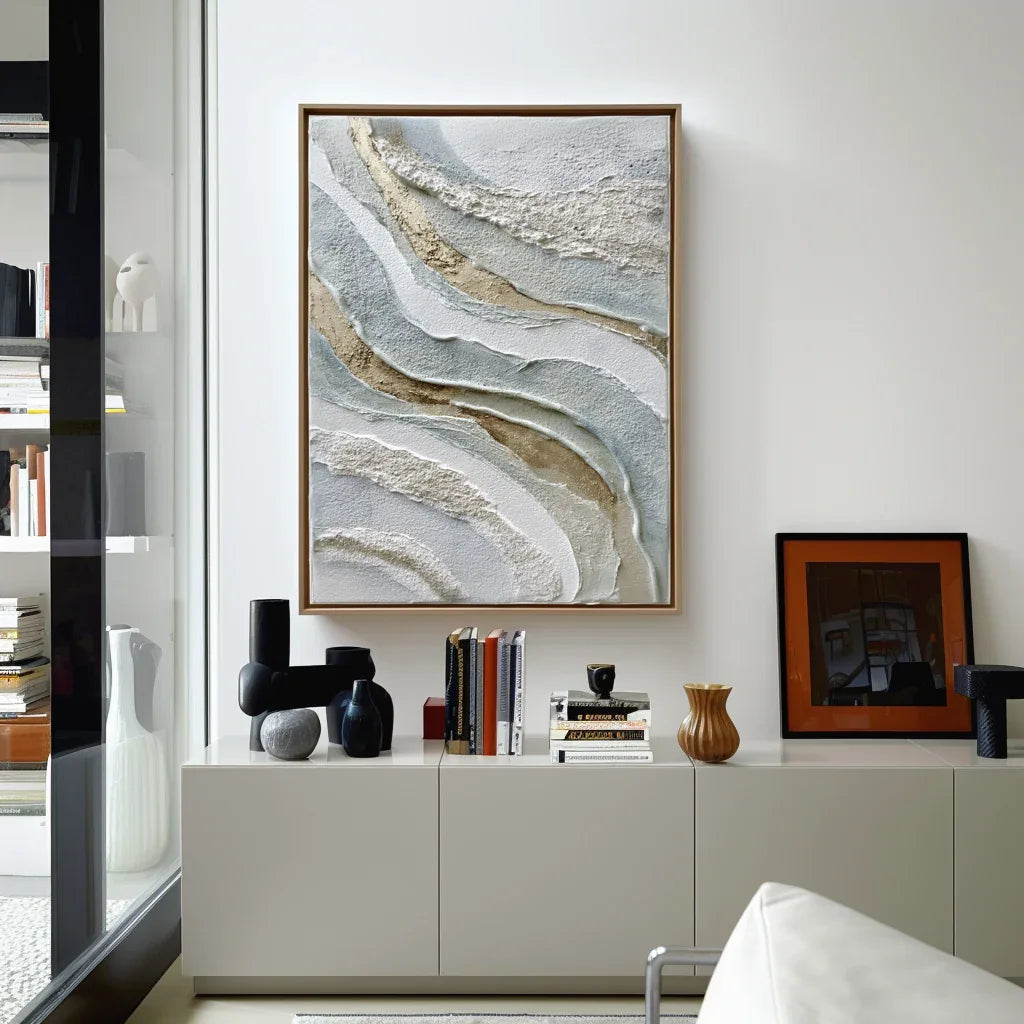 Flowing Layers – Modern Home Design: Vertical Hand drawn Flow Texture Wall Art