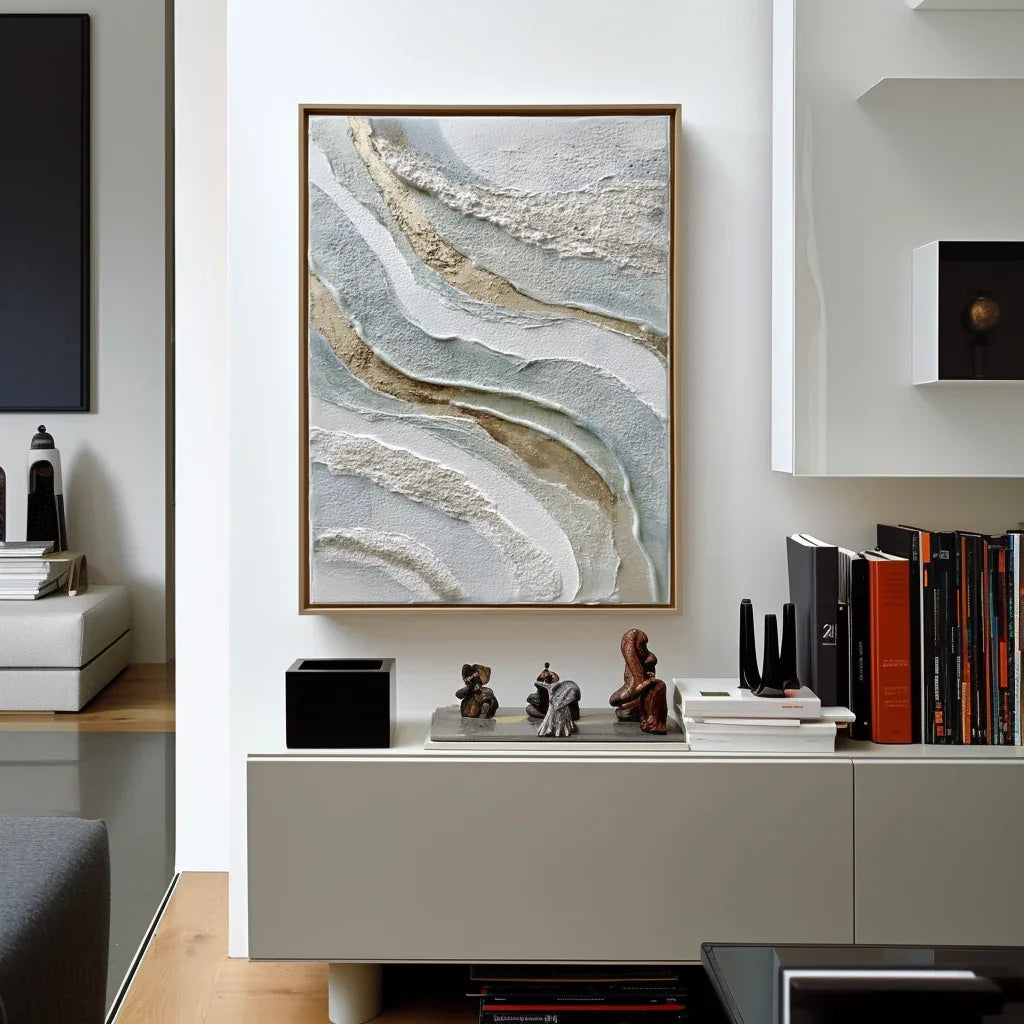 Flowing Layers – Modern Home Design: Vertical Hand drawn Flow Texture Wall Art