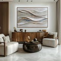 Flowing Harmony – Modern Minimalist Decoration 3D Beige Wave Texture Wall Art
