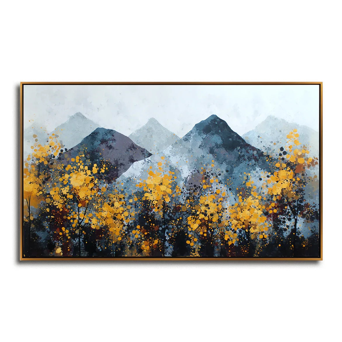 Golden Silence – Abstract Autumn Mountainscape Canvas Painting