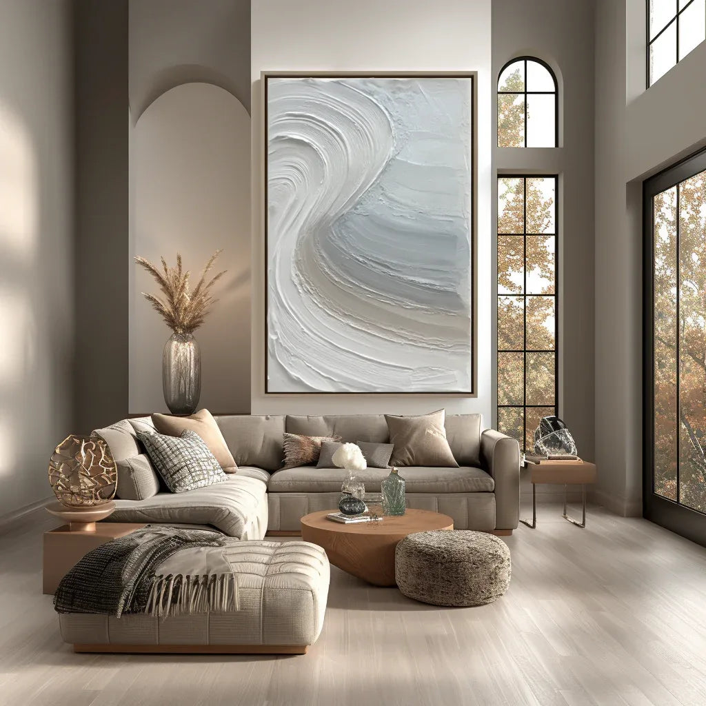 Flow of Calm – Modern Living Room or Bedroom Decoration Hand-Painted Thick Textured Wall Art