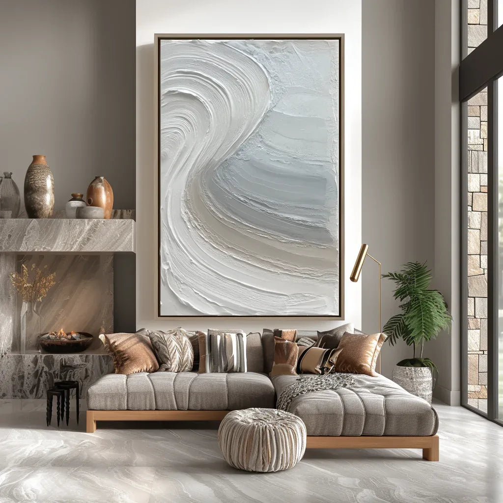 Flow of Calm – Modern Living Room or Bedroom Decoration Hand-Painted Thick Textured Wall Art