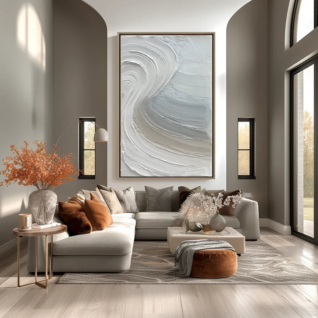 Flow of Calm – Modern Living Room or Bedroom Decoration Hand-Painted Thick Textured Wall Art