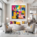 Pop Shape Surge-Hand Drawn Thick Painted Abstract Geometric Colored Wall Art#AB14071