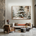 artextured – Christmas Eve Charm | Snowy Tree with Cardinals Textured Oil Painting
