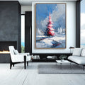 artextured – Crimson Christmas Tree | Textured Holiday Oil Painting
