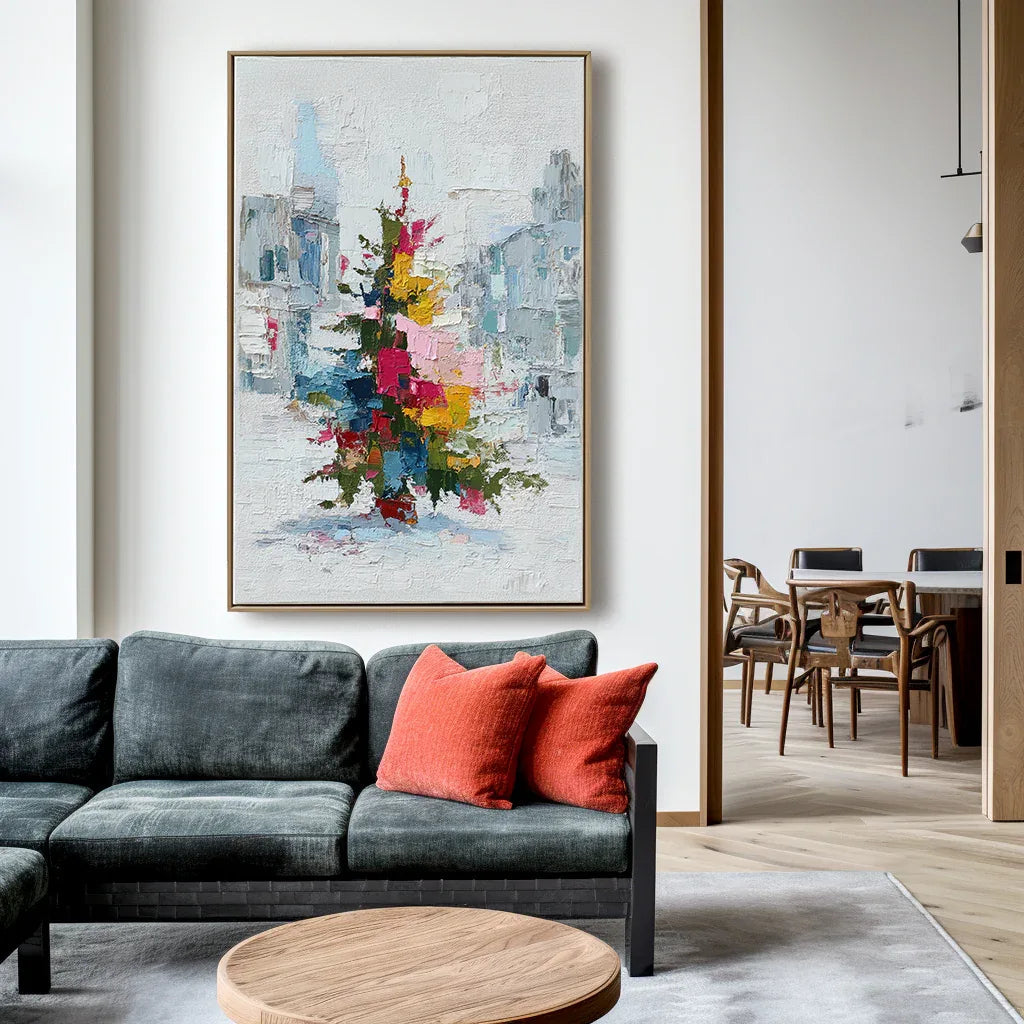 artextured – Color Symphony Christmas Tree | Abstract Textured Holiday Oil Painting