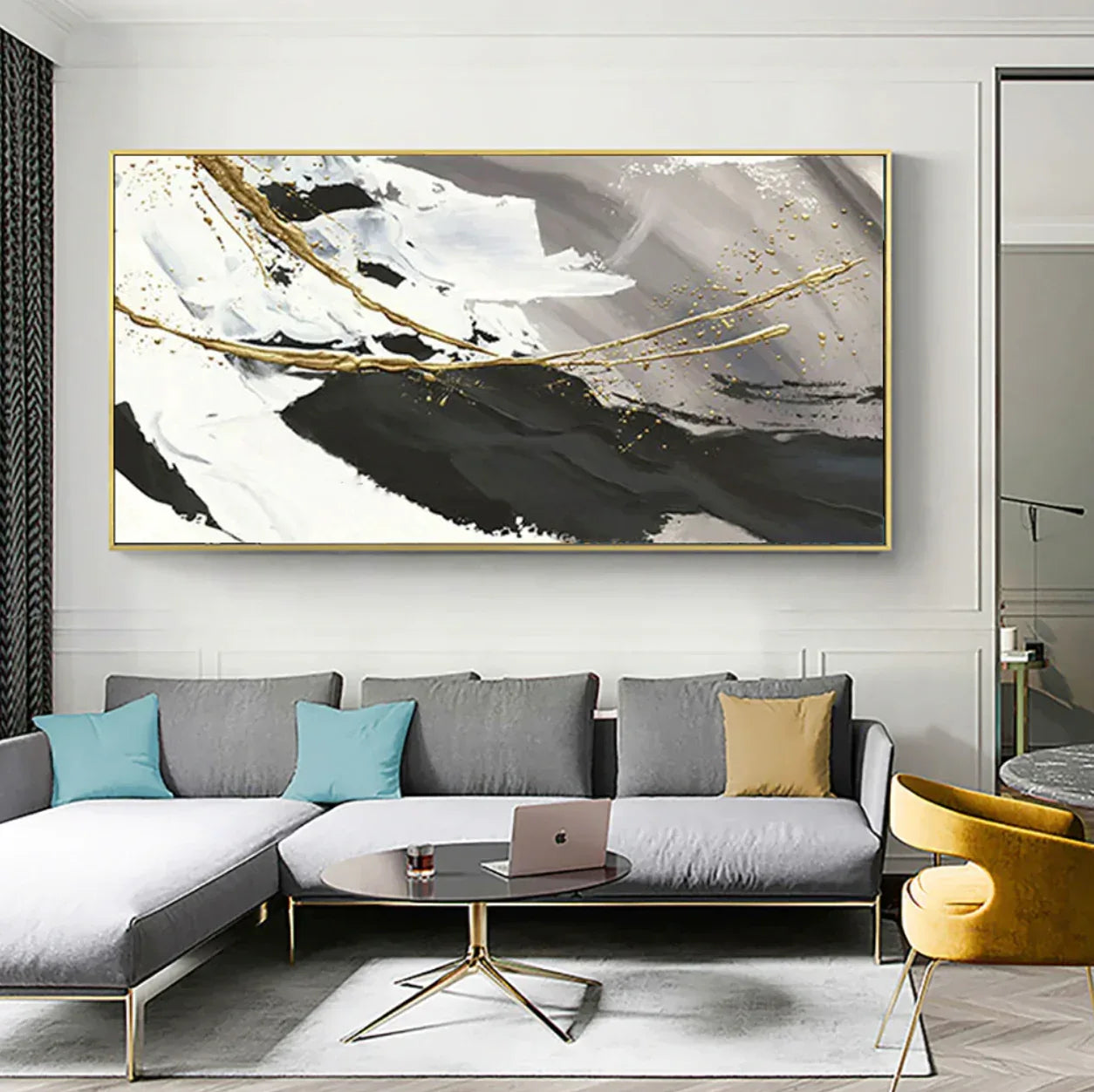 Monochrome Contrast-Minimalist Living Room Space Magic Wall Art