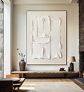 Minimalist 3D White Abstract Art – Textured Canvas for Modern Interiors