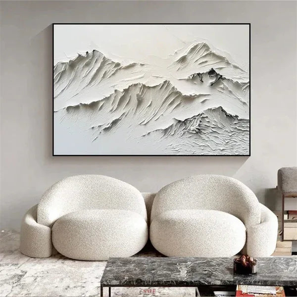 Serene Mountain Texture-Minimalist Textured Mountain Canvas Wall Art