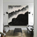 Dimensional Texture-Abstract Black and White Ocean Wave Textured Canvas Art