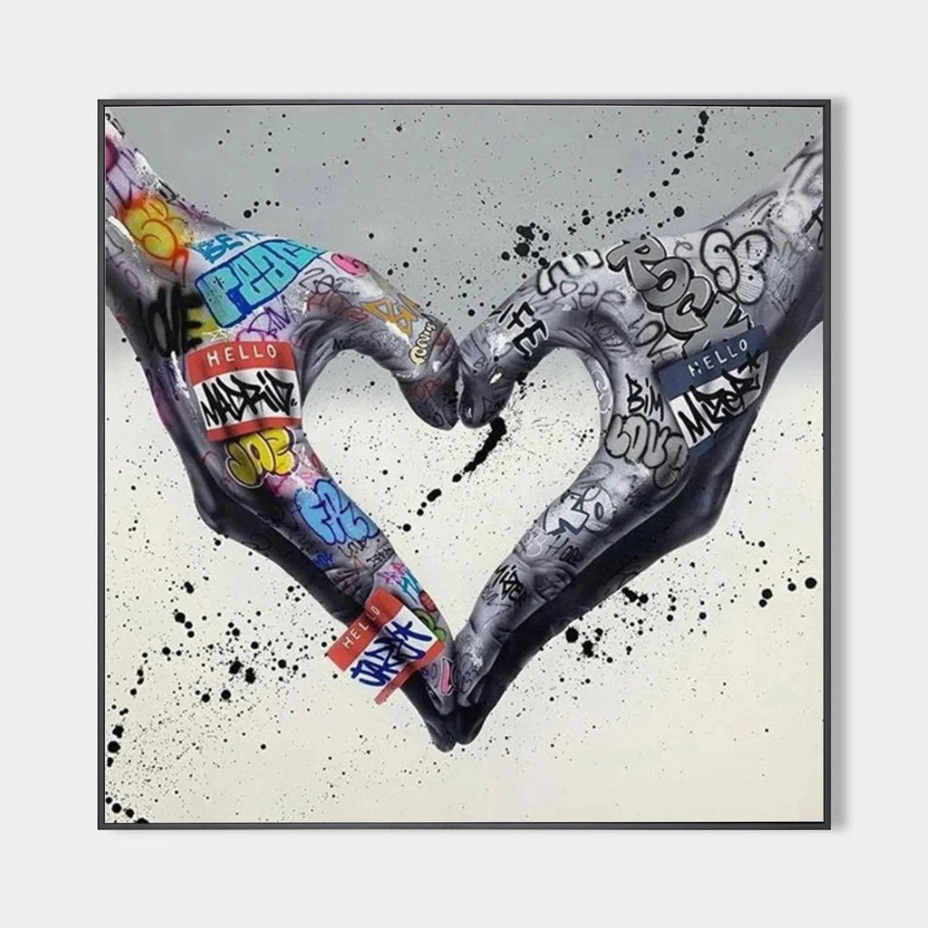 Graffiti Hands Heart Shape Art - Graffiti Hands Love Abstract Wall Art