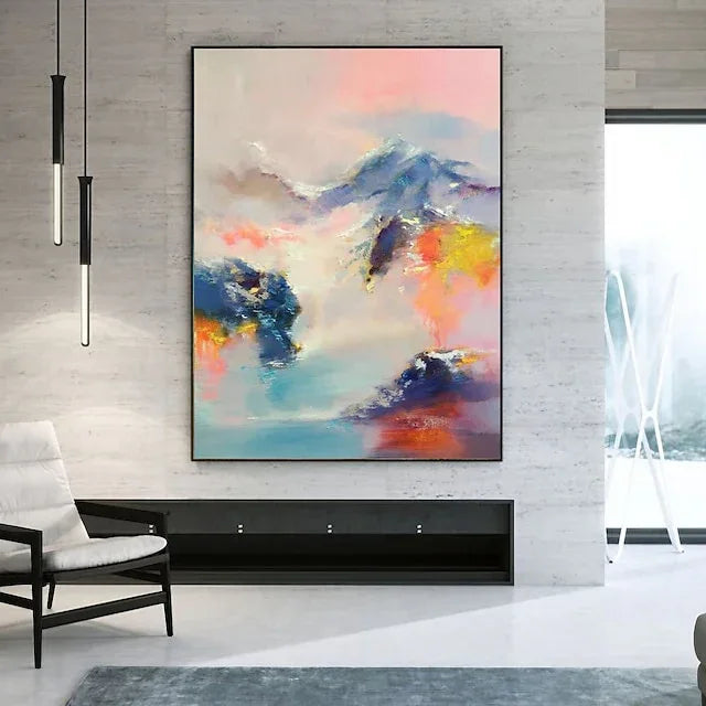 Abstract Mountain Dream-Hand-Painted Abstract Landscape Dream-Like Oil Painting Wall Art