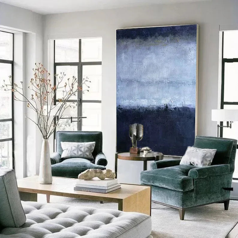 Midnight Haze-Vertical Abstract Texture Tranquil Style Wall Art
