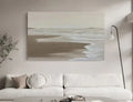Calm Coastal Abstraction-Tranquil Shoreline Minimalist Oil Painting