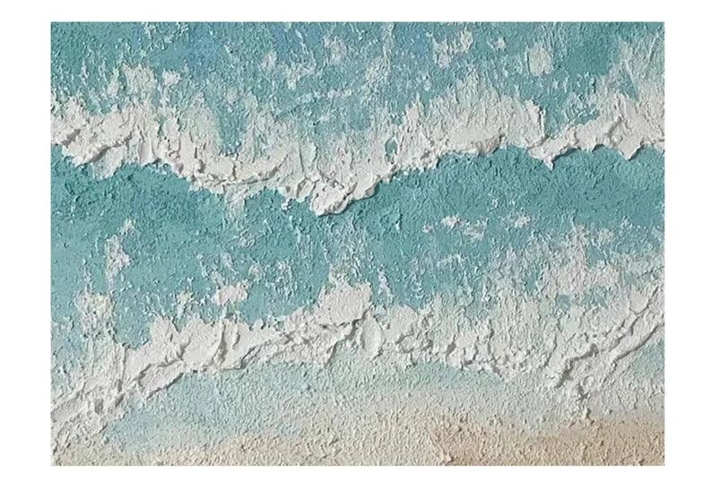 Light Tone Beach Art-Hand Drawn Natural Coastal Oil Wall Art in Modern Minimalist Homes